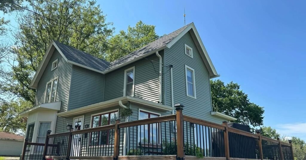 New shingle roof on an older two-story home by Hutch Unlimited Roofing, Iowa